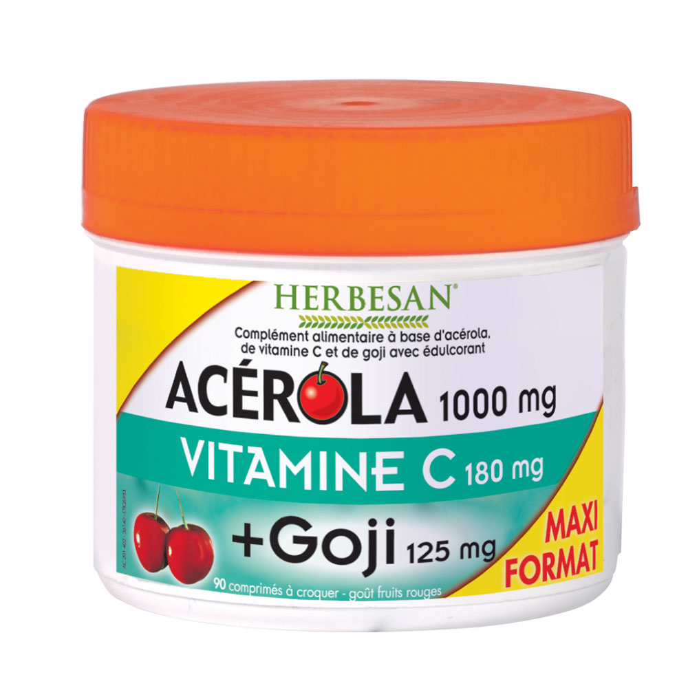 acérola goji vitamine C herbesan comprimé maxi pot