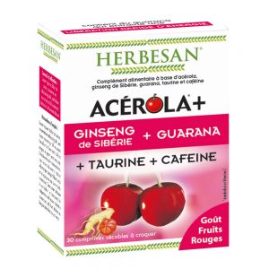 Acérola Ginseng Guarana taurine Cafeine herbesan comprimé
